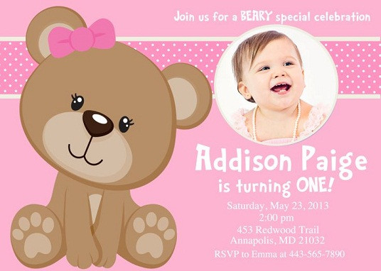 Teddy Bear Birthday Invitations
 Pink teddy bear birthday invitations – FREE Printable