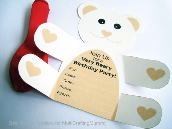 Teddy Bear Birthday Invitations
 Free Printable Teddy Bear Birthday Party Invitation