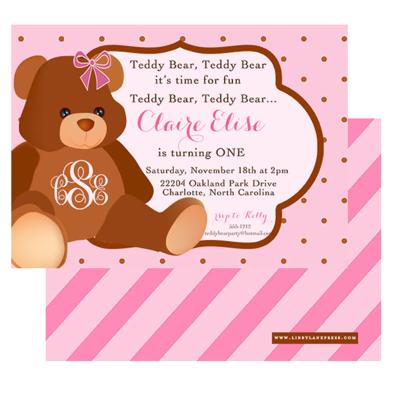 Teddy Bear Birthday Invitations
 TEDDY BEAR BIRTHDAY Invitation Printable Libby by