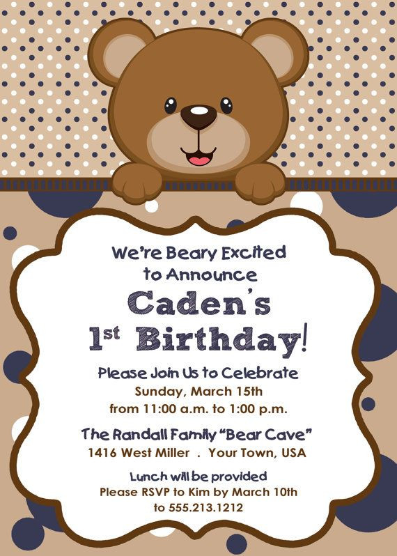 Teddy Bear Birthday Invitations
 Teddy Bear Themed Boy s Birthday Invitation by