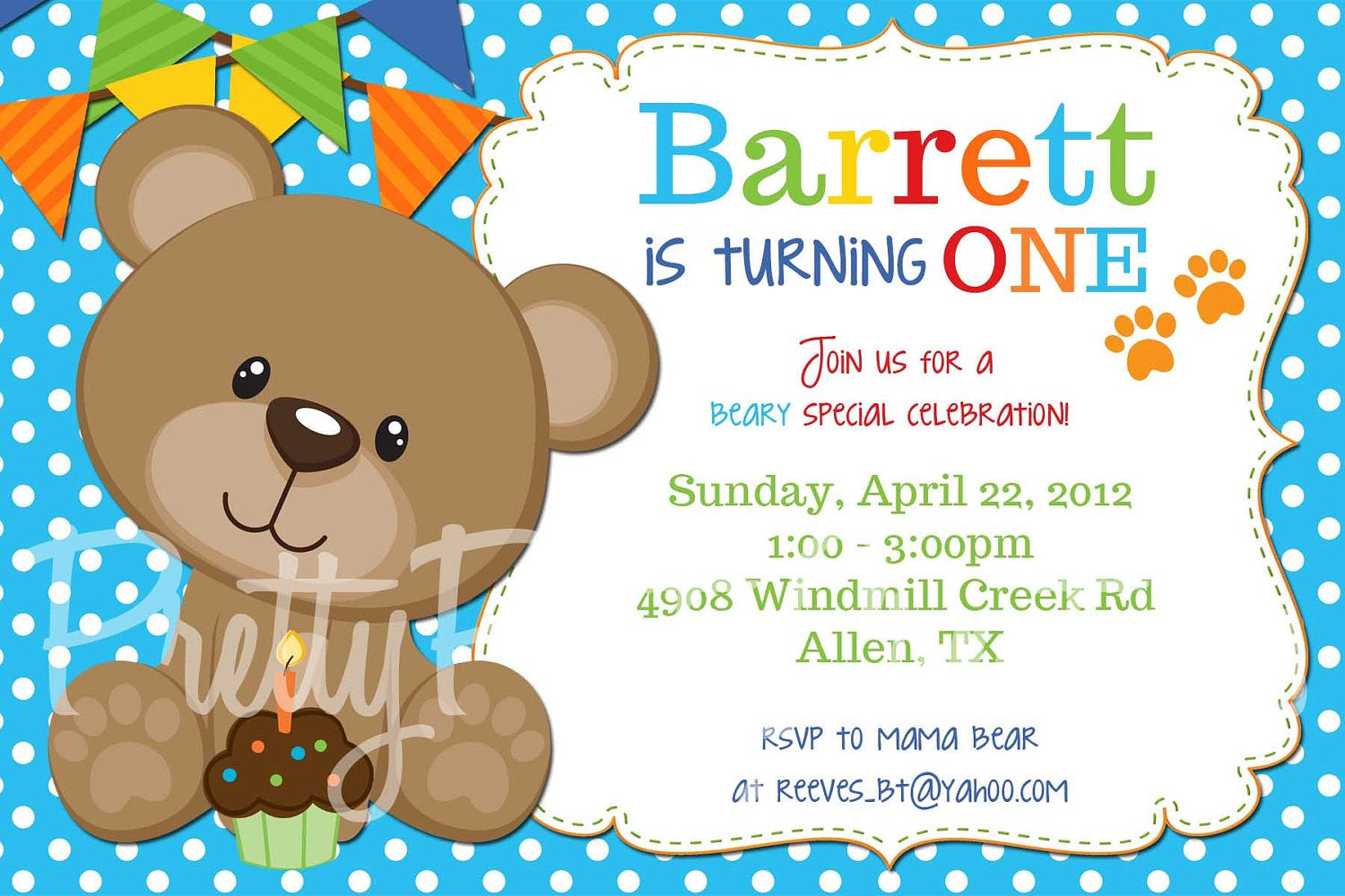 Teddy Bear Birthday Invitations
 TEDDY BEAR invitation birthday shower U by