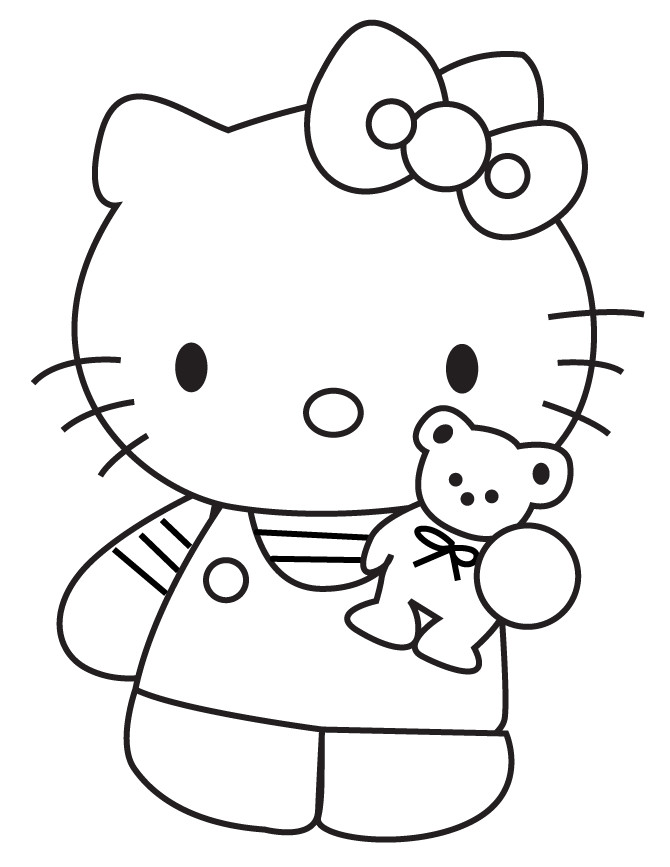 Teddy Bear Coloring Pages Free Printable
 Hello Kitty Showing Teddy Bear Coloring Page