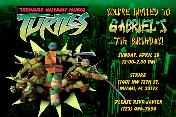 Teenage Mutant Ninja Turtle Birthday Invitations
 Teenage Mutant Ninja Turtles Birthday Invitation Free