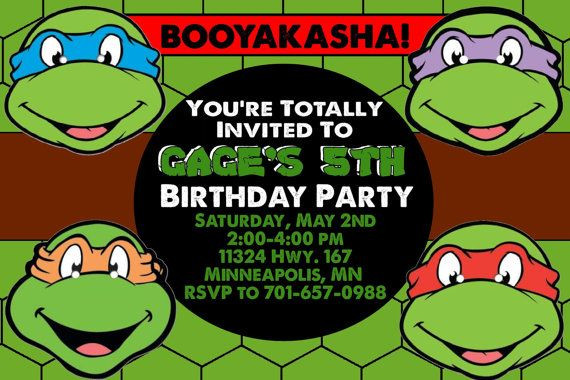 Teenage Mutant Ninja Turtle Birthday Invitations
 Teenage Mutant Ninja Turtles Birthday Invitations
