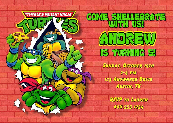 Teenage Mutant Ninja Turtle Birthday Invitations
 Teenage Mutant Ninja Turtles Birthday Party Invitations