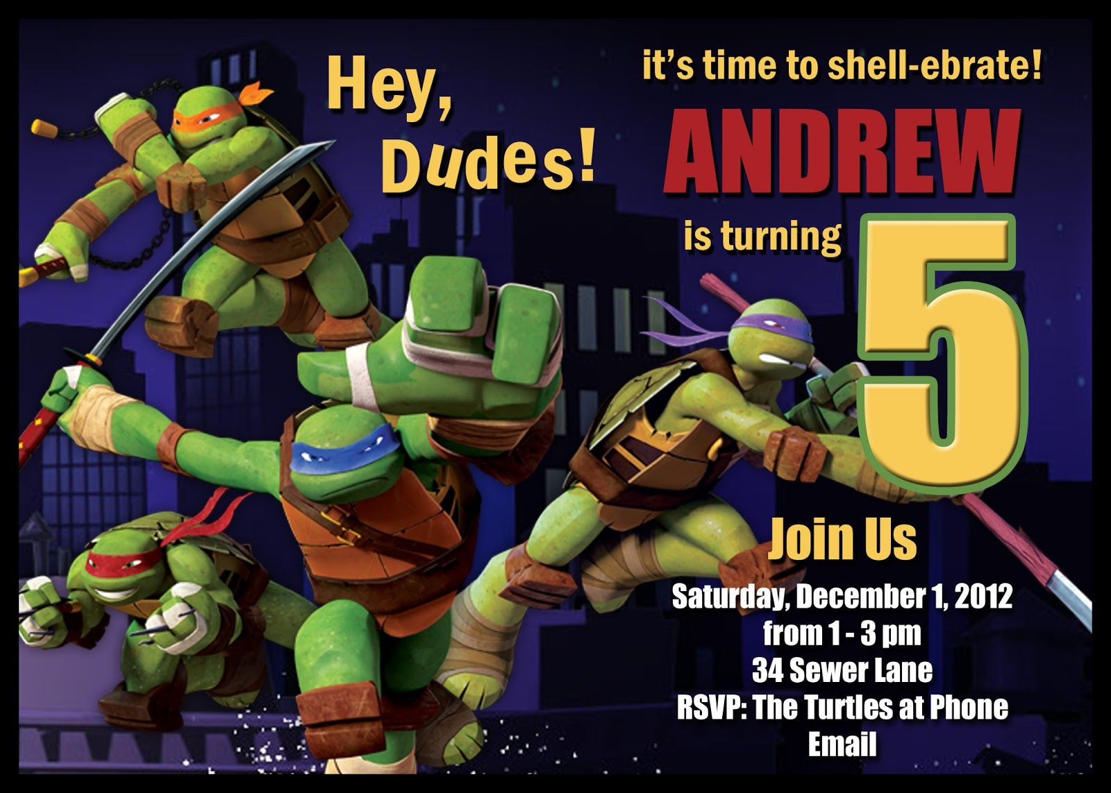 Teenage Mutant Ninja Turtle Birthday Invitations
 Download FREE Template Teenage Mutant Ninja Turtle