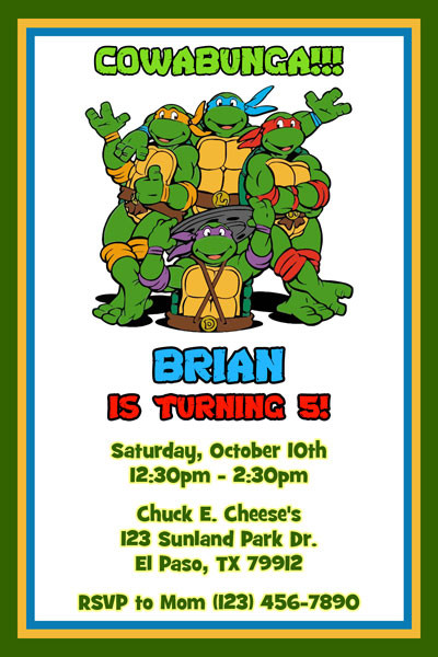 Teenage Mutant Ninja Turtle Birthday Invitations
 Teenage Mutant Ninja Turtles Birthday Invitations