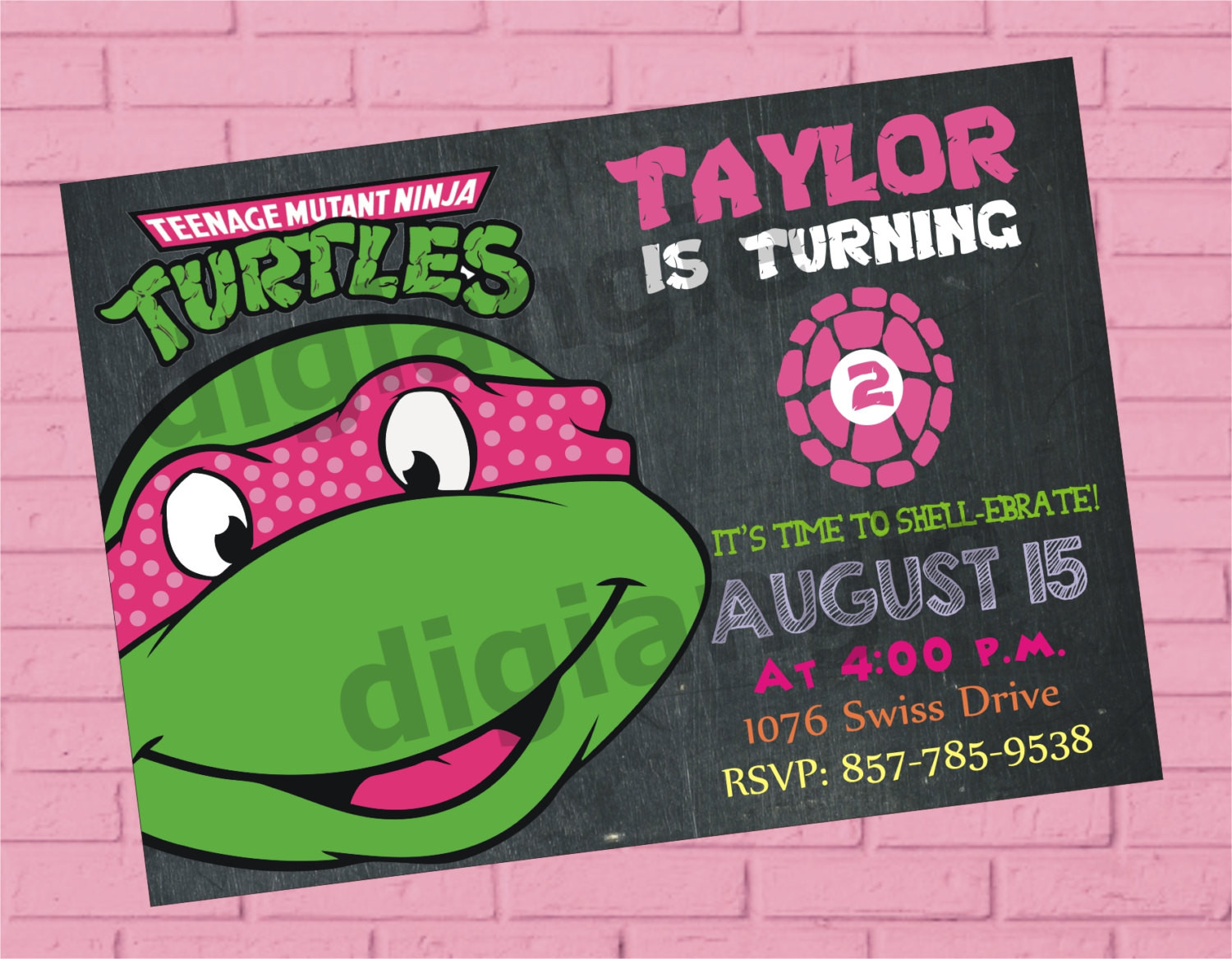 Teenage Mutant Ninja Turtle Birthday Invitations
 Girl Teenage Mutant Ninja Turtle Birthday Invitation Ninja