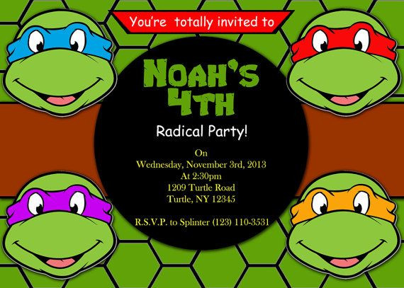 Teenage Mutant Ninja Turtle Birthday Invitations
 PRINTABLE INVITATION Teenage Mutant Ninja Turtles by