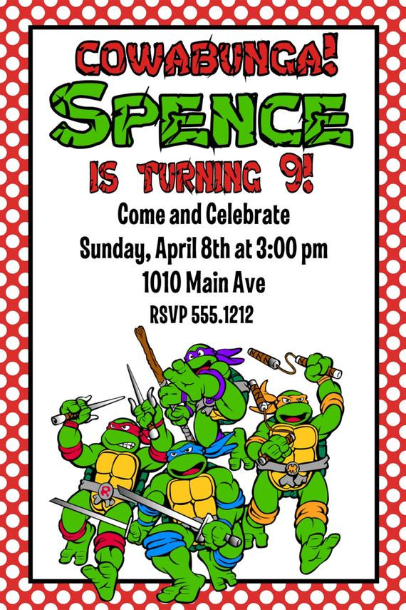 Teenage Mutant Ninja Turtle Birthday Invitations
 Teenage Mutant Ninja Turtles Birthday Party Invitation
