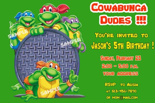Teenage Mutant Ninja Turtle Birthday Invitations
 Teenage Mutant Ninja Turtles Birthday Invitation Free