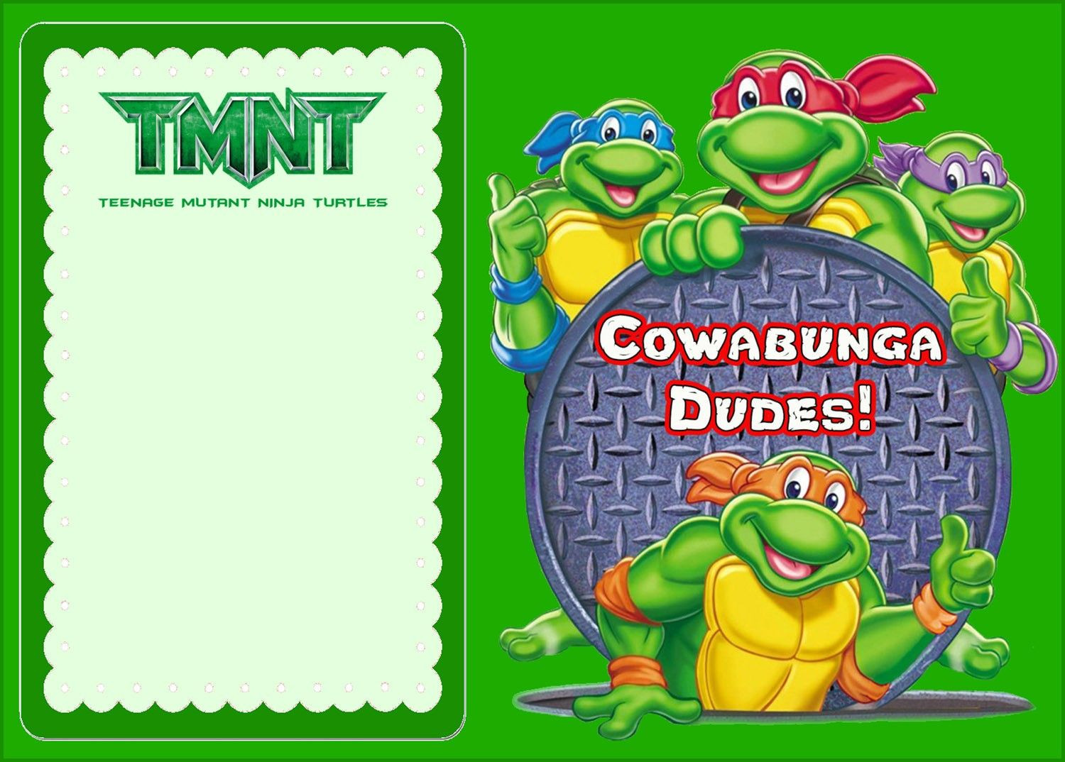 Teenage Mutant Ninja Turtle Birthday Invitations
 Free line Ninja Turtle Invitation