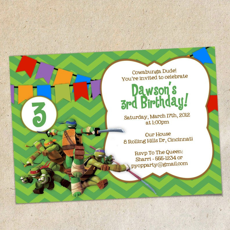 Teenage Mutant Ninja Turtle Birthday Invitations
 Teenage Mutant Ninja Turtles Invitation Template Instant