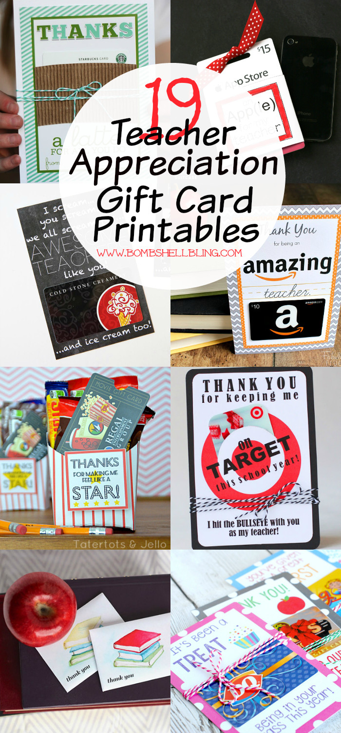Thank You Gift Card Ideas
 19 Teacher Appreciation Gift Card Printables