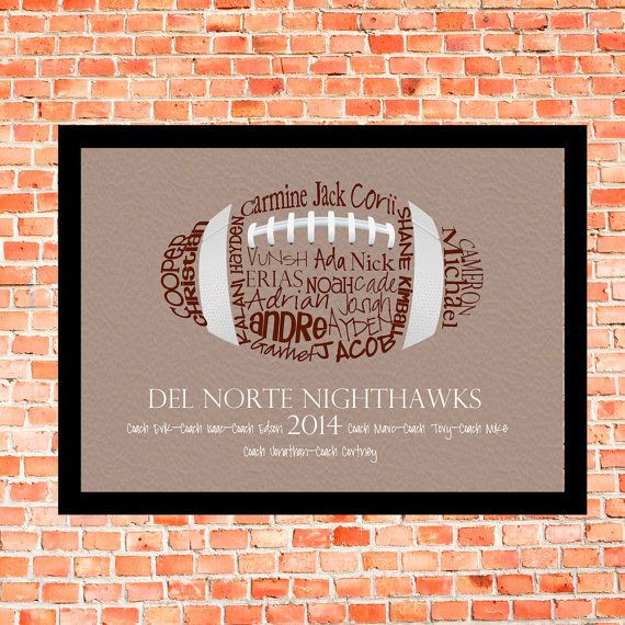 Thank You Gift Ideas For Football Coaches
 Custom Football Design Typography