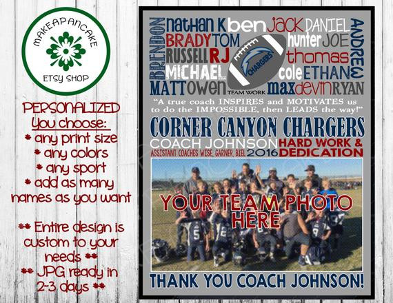 Thank You Gift Ideas For Football Coaches
 Football Coach Gift End of Season Team Gift by MakeAPancake