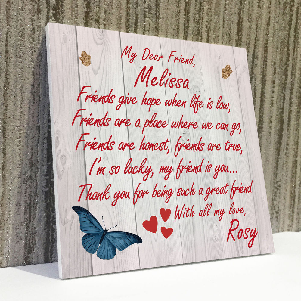 Thank You Gift Ideas For Friends
 Personalised Best Friend Friendship Plaque Sign Thank You