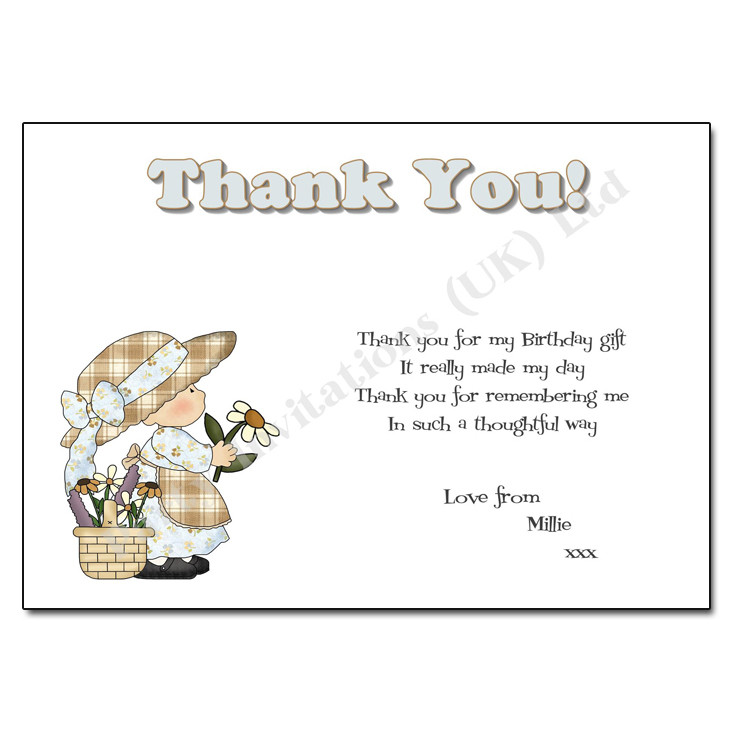 Thank You Notes For Birthday Gift
 Little Girl Thank You Note
