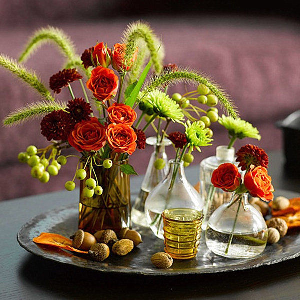 Thanksgiving Flower Arrangements
 Fresh Cut Flowers In Vases For Thanksgiving Centerpiece