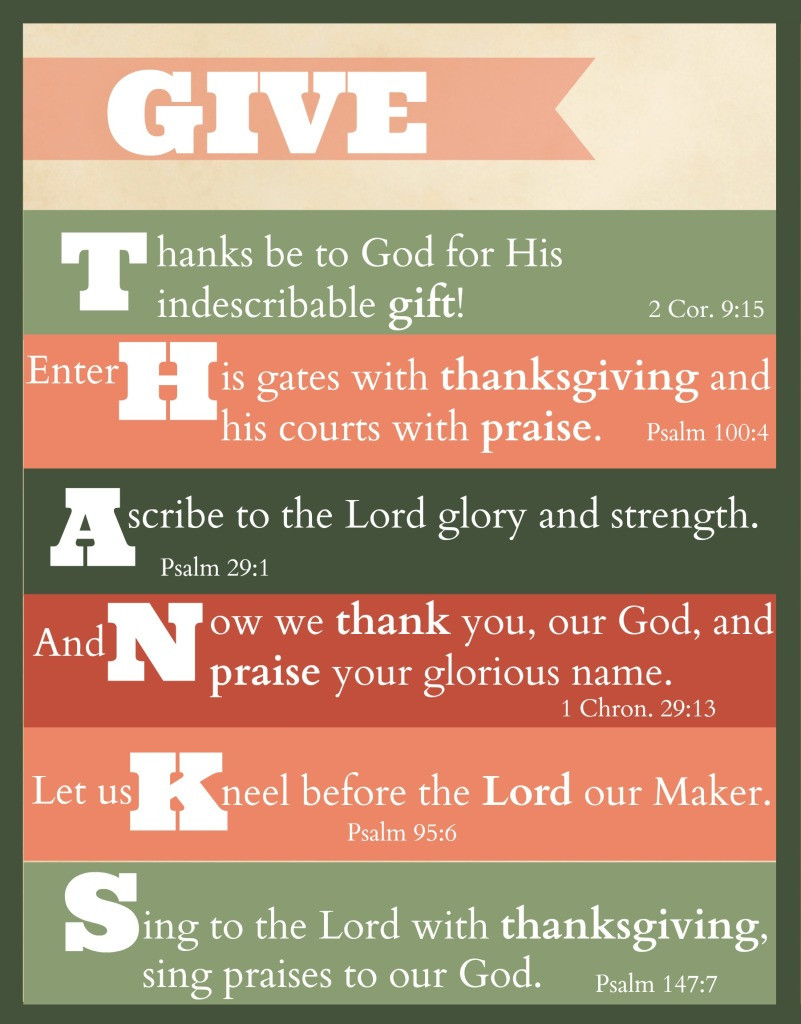 Thanksgiving Quotes Bible
 Free Printable "Give Thanks" Thanksgiving Scripture Art