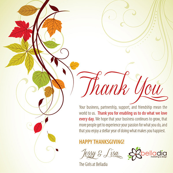 Thanksgiving Quotes For Clients
 Happy Thanksgiving Belladia Marketing and Design