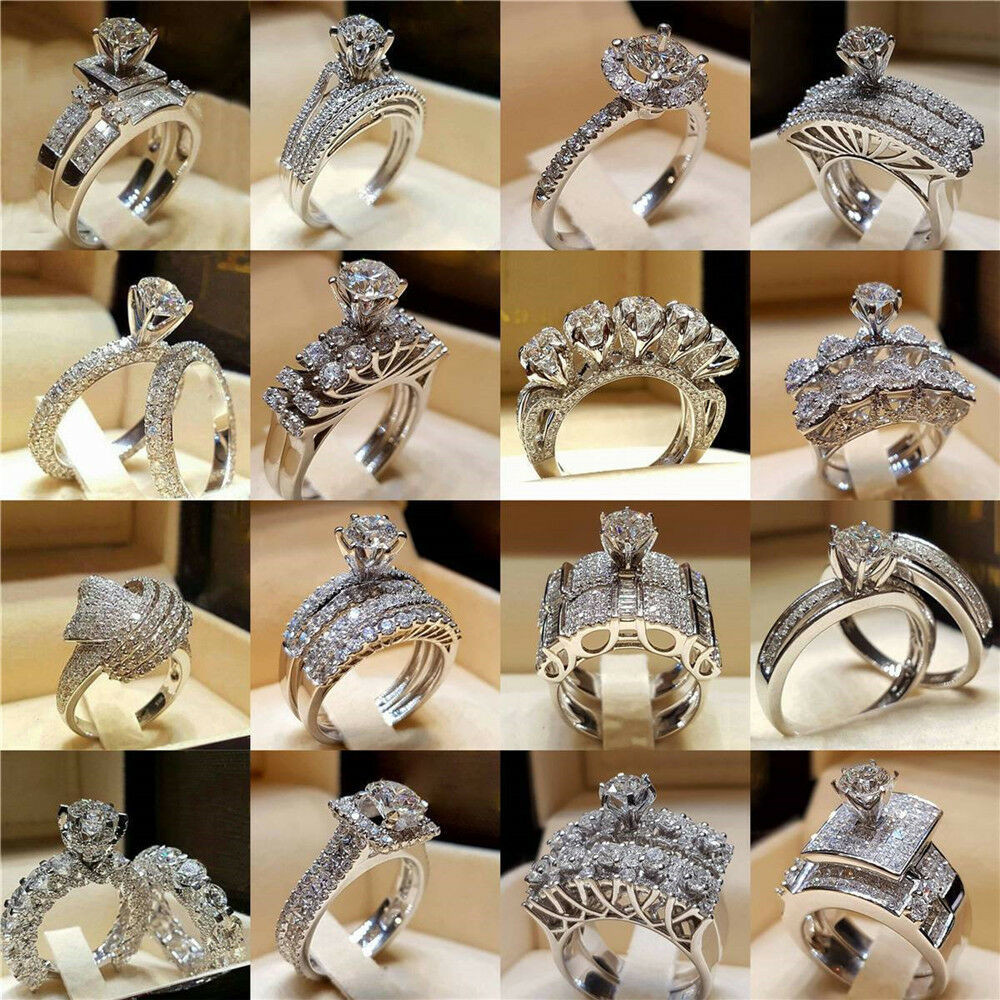 The Wedding Ring
 Women Engagement Wedding Ring Crystal Rhinestone White