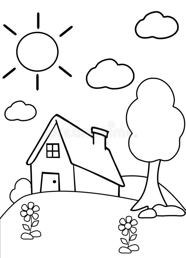 Therapeutic Coloring Pages For Kids
 Color the house stock photo Illustration of garden black