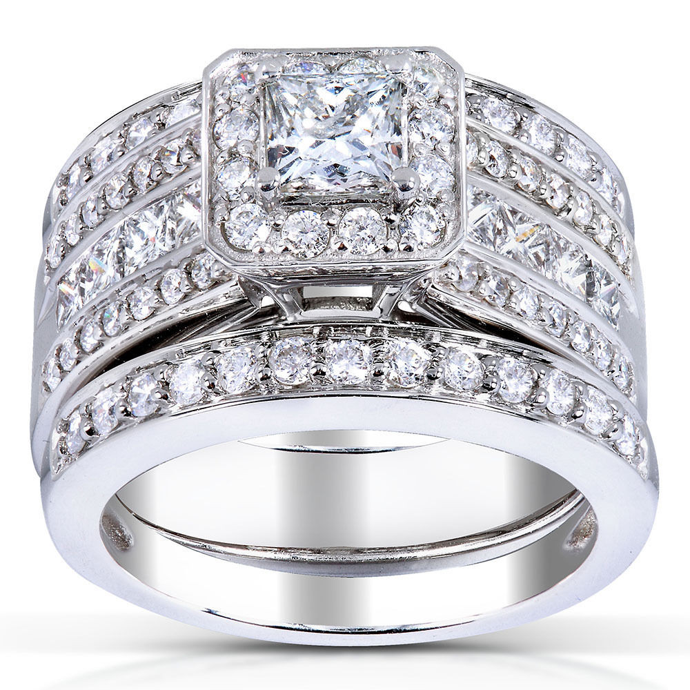 Three Piece Wedding Ring Sets
 Princess cut Diamond 3 Piece Bridal Ring Set 1 4 5 Carat