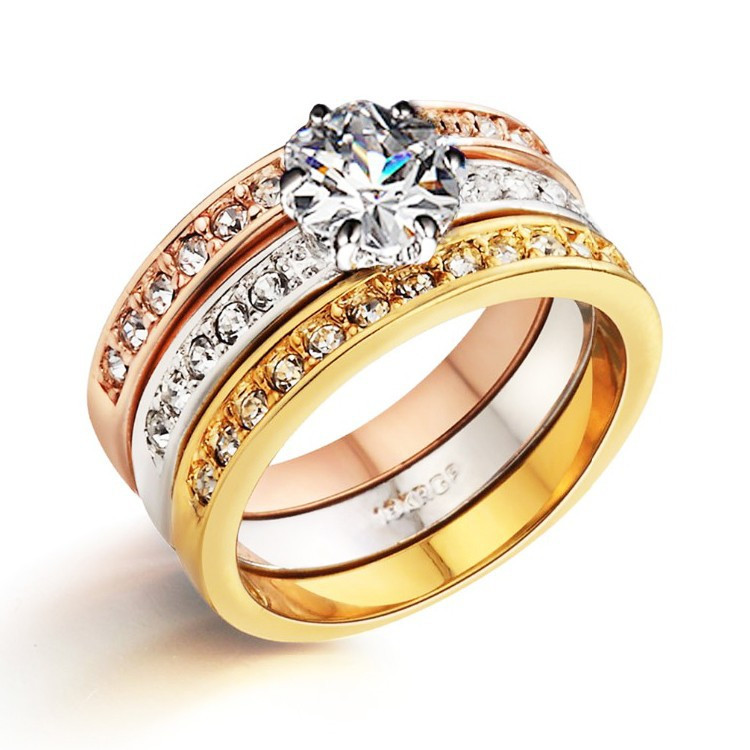 Three Piece Wedding Ring Sets
 3 piece 18k white gold engagement wedding diamond ring set