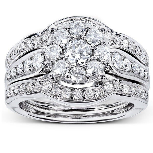Three Piece Wedding Ring Sets
 Shop Annello by Kobelli 14k White Gold 1ct TDW 3 piece