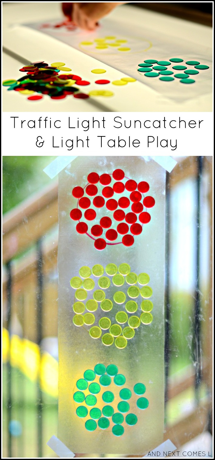 Transportation Crafts For Kids
 Traffic Light Suncatcher & Light Table Play Light