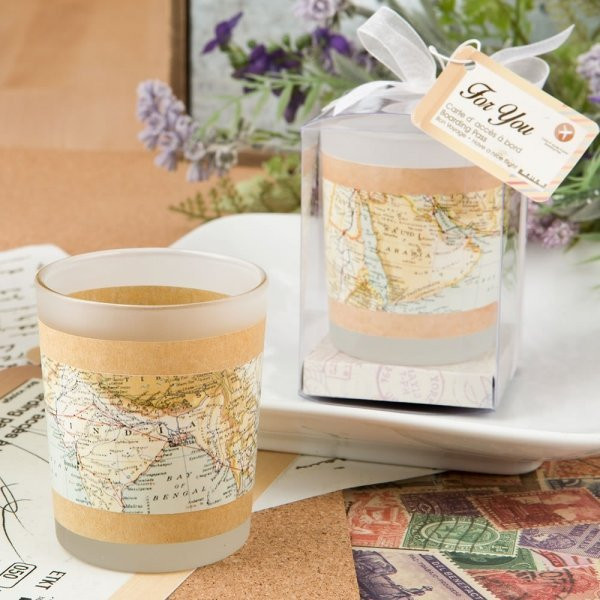 Travel Themed Wedding Favors
 Vintage Travel Themed Glass Candle Votive