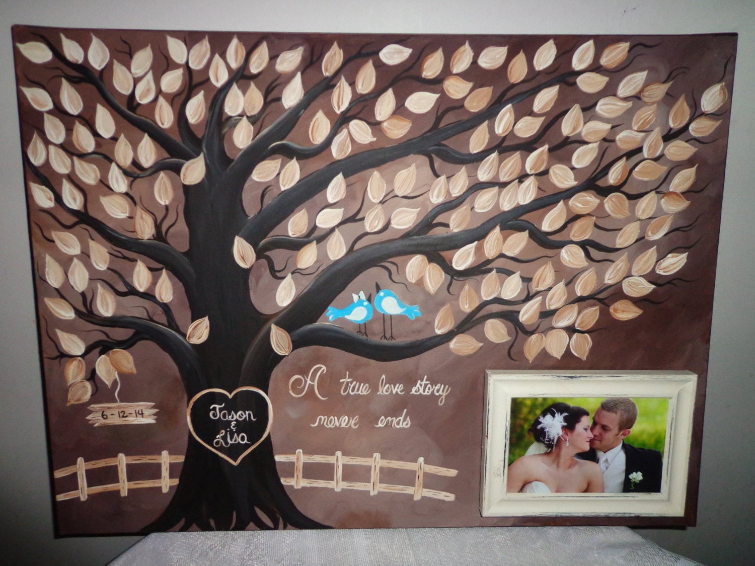 Tree For Wedding Guest Book
 Wedding guestbook thumbprint tree Canvas with picture