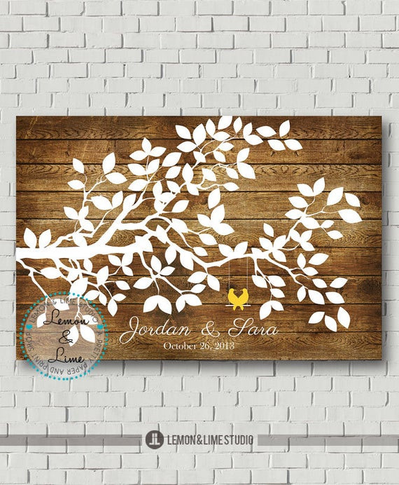 Tree For Wedding Guest Book
 Custom Guest Book Rustic Wedding Tree Wedding Guest Book