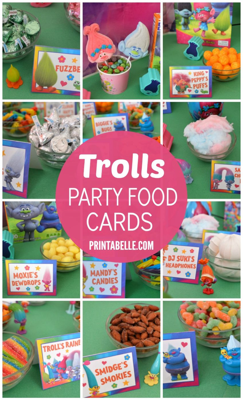 Troll Birthday Party Food Ideas
 Trolls Party Food Card Set – Free Party Printables at