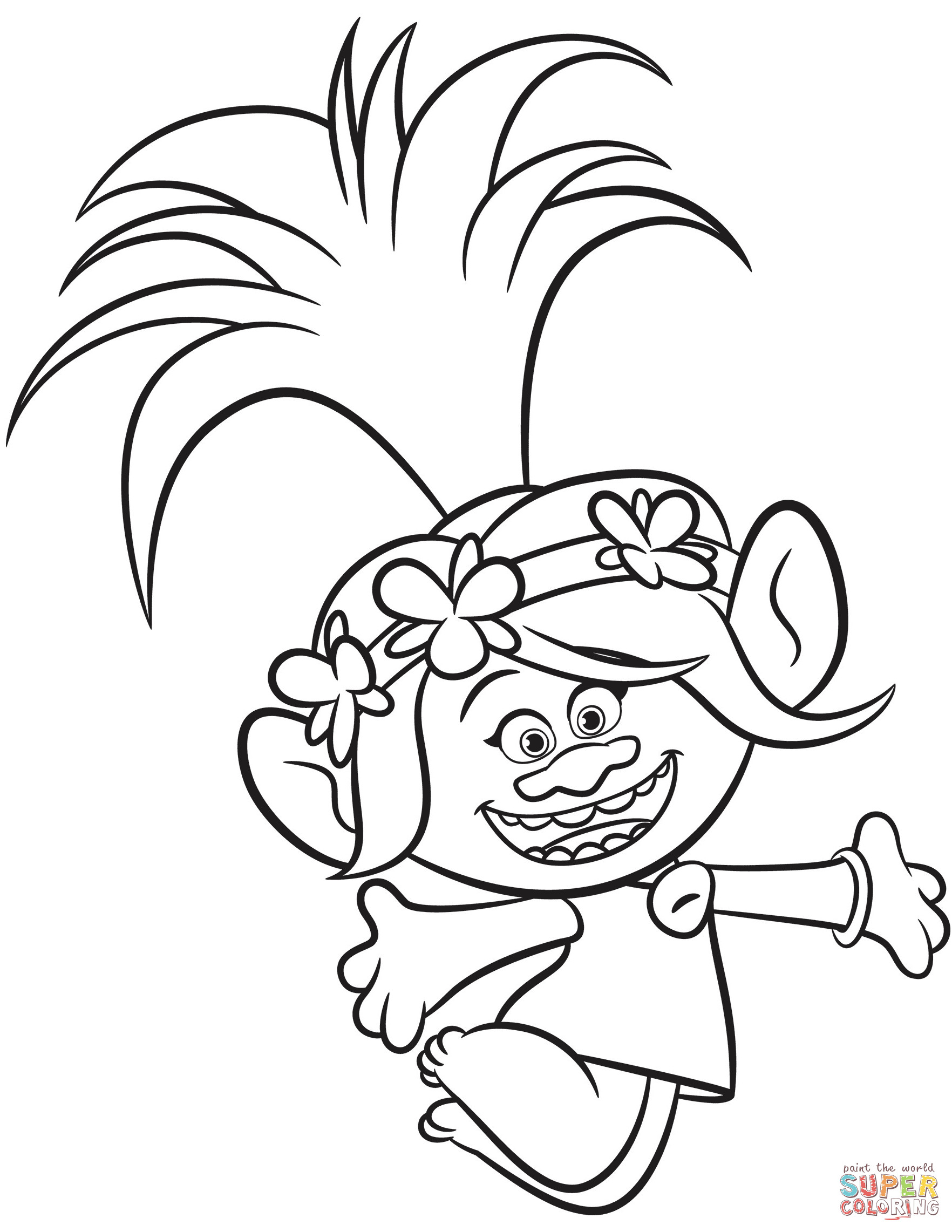 Trolls Printable Coloring Pages
 Poppy from Trolls coloring page
