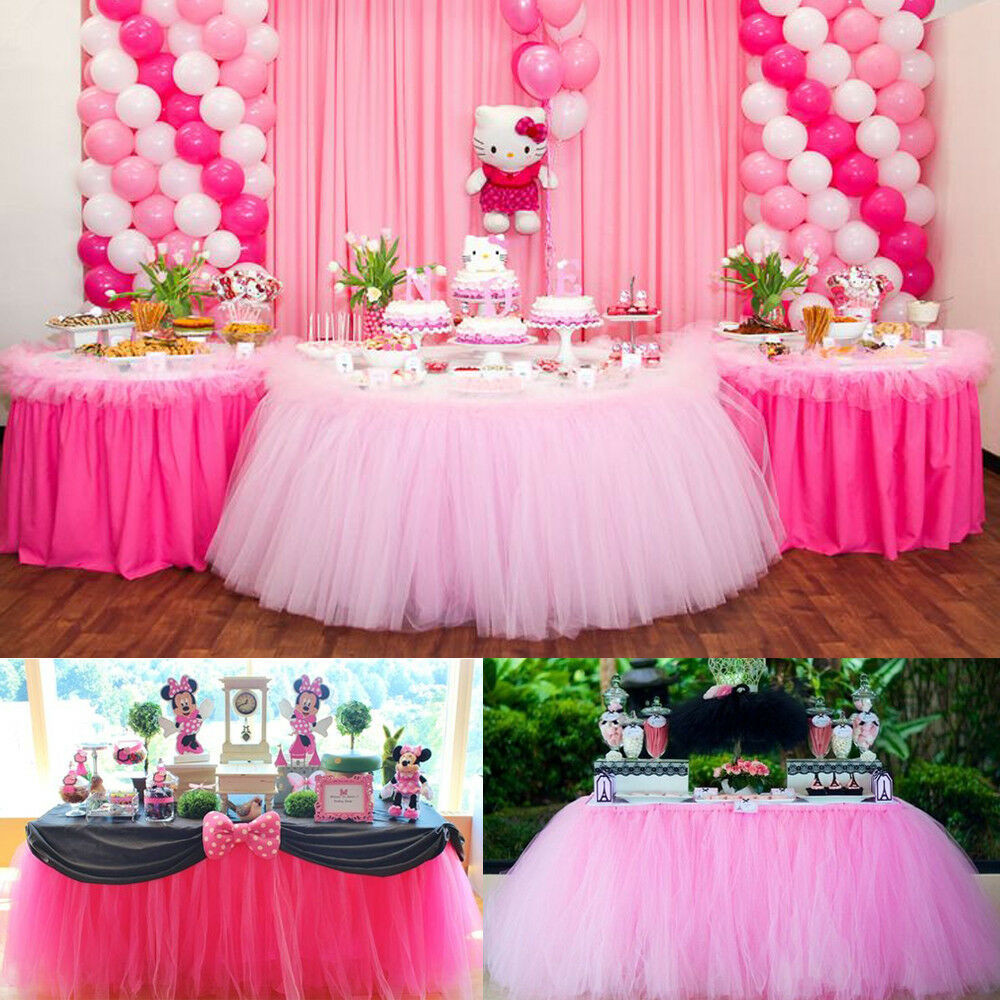 Tulle Wedding Decorations
 Customized 100cm Tutu Tableware Tulle Table Skirt Party