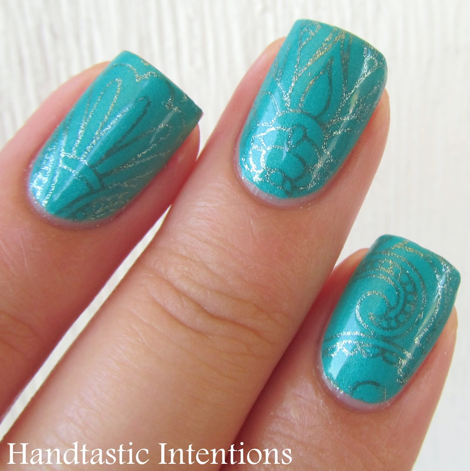 Turquoise Nail Designs
 Handtastic Intentions Nail Art Turquoise Stamping