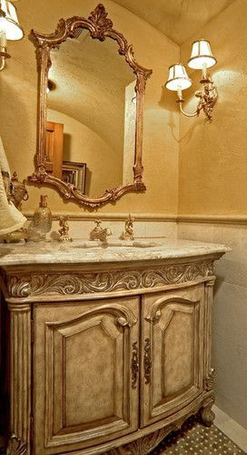 Tuscan Bathroom Vanity
 Sammamish Tuscan Estate mediterranean powder room