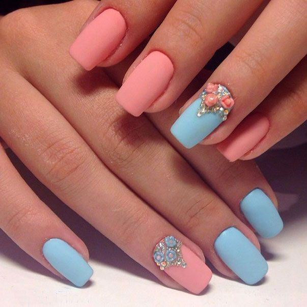 Two Colored Nail Designs
 Two colors Nail Design
