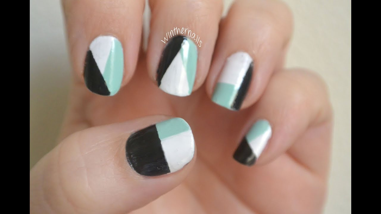 Two Colored Nail Designs
 Easy and Simple Nail Art Color blocking with tape