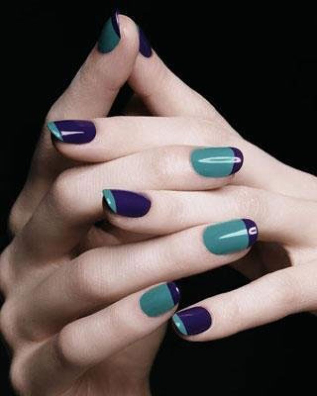 Two Colored Nail Designs
 The Two Tones Nail Design is the Newest Nail Trend