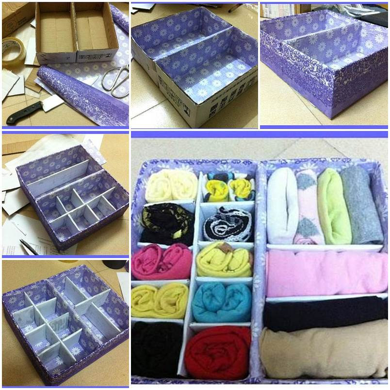 Underwear Organizer DIY
 DIY Cardboard Underwear Storage Box