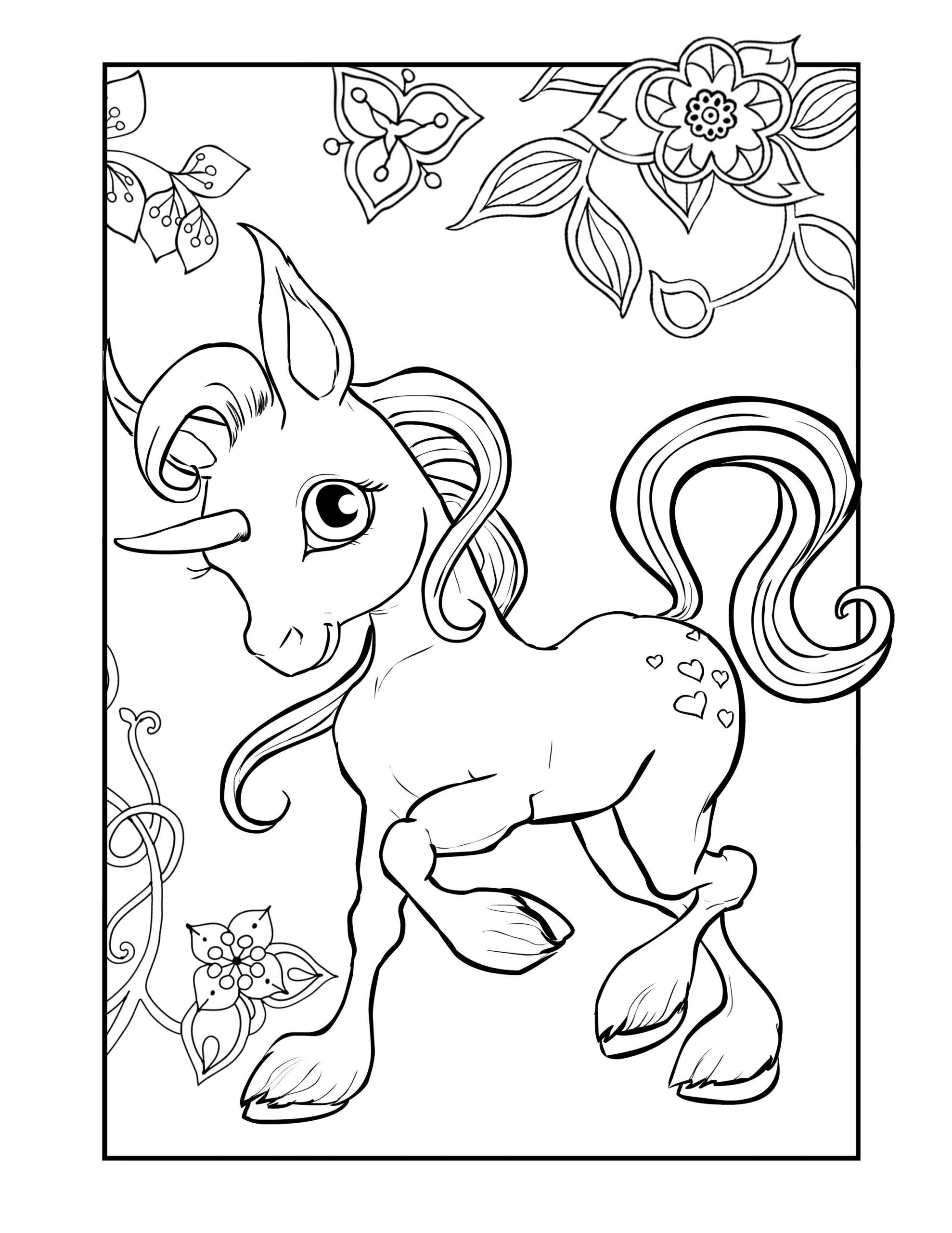 kids printable unicorn coloring page