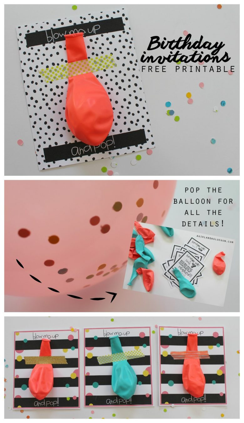 Unique Birthday Invitations
 balloon invitations with free printables A girl and a
