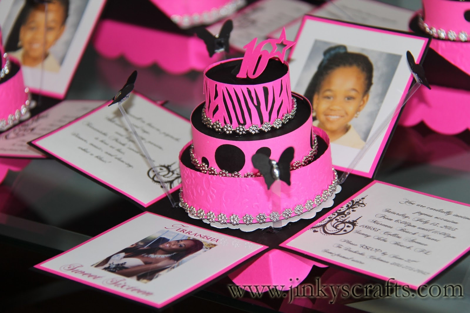 Unique Birthday Invitations
 Jinky s Crafts & Designs Hot Pink Zebra Print Cakes Invites