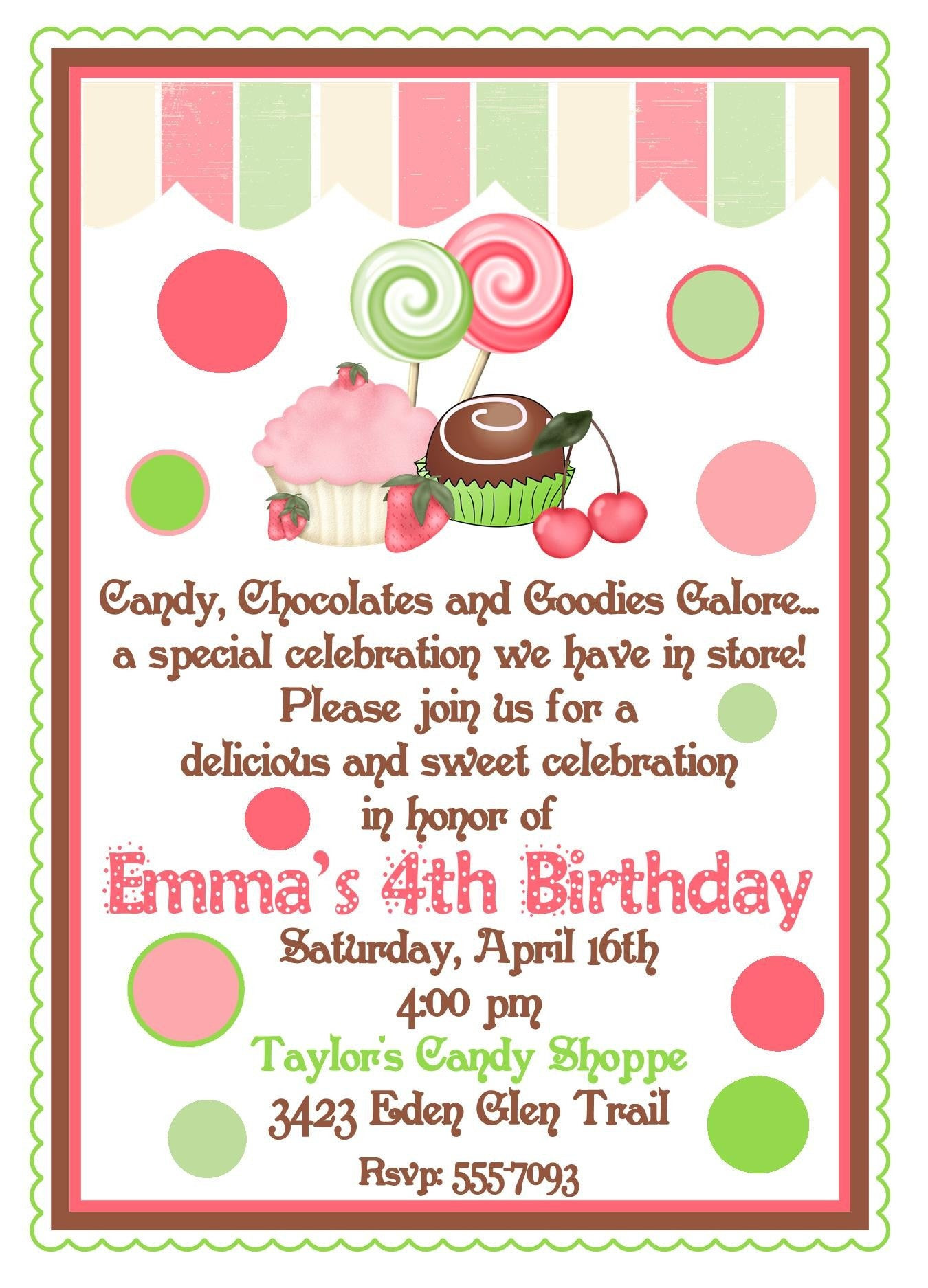 Unique Birthday Invitations
 Personalized Birthday Invitations Candy ShoppeChocolate