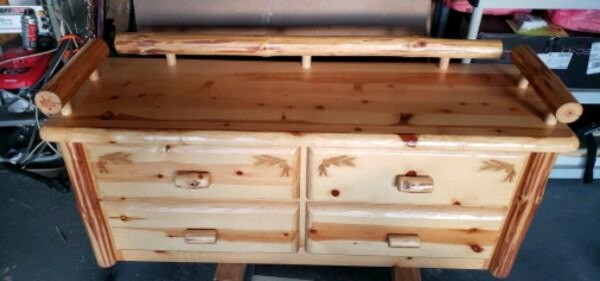Used Storage Bench
 Used Northwoods Rustic Log Deacon Storage Bench for sale