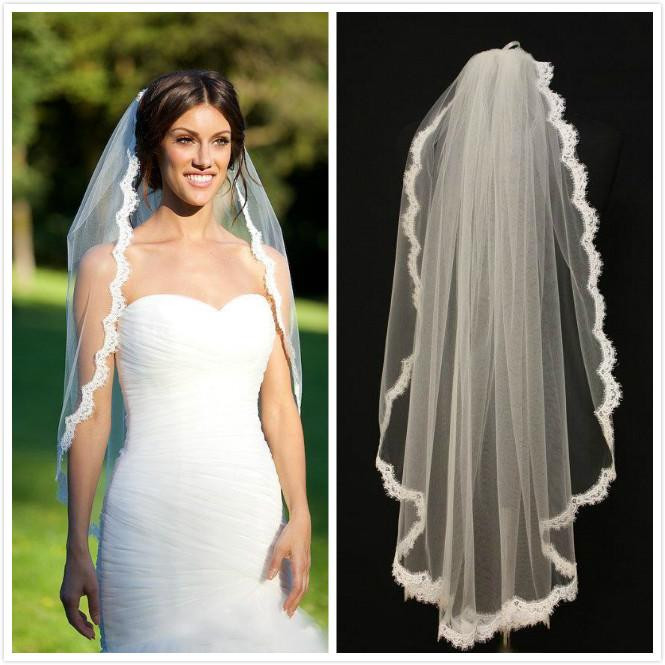 Used Wedding Veils
 Hot Lace Bridal Veils Fingertip Length Wedding Gowns Veil