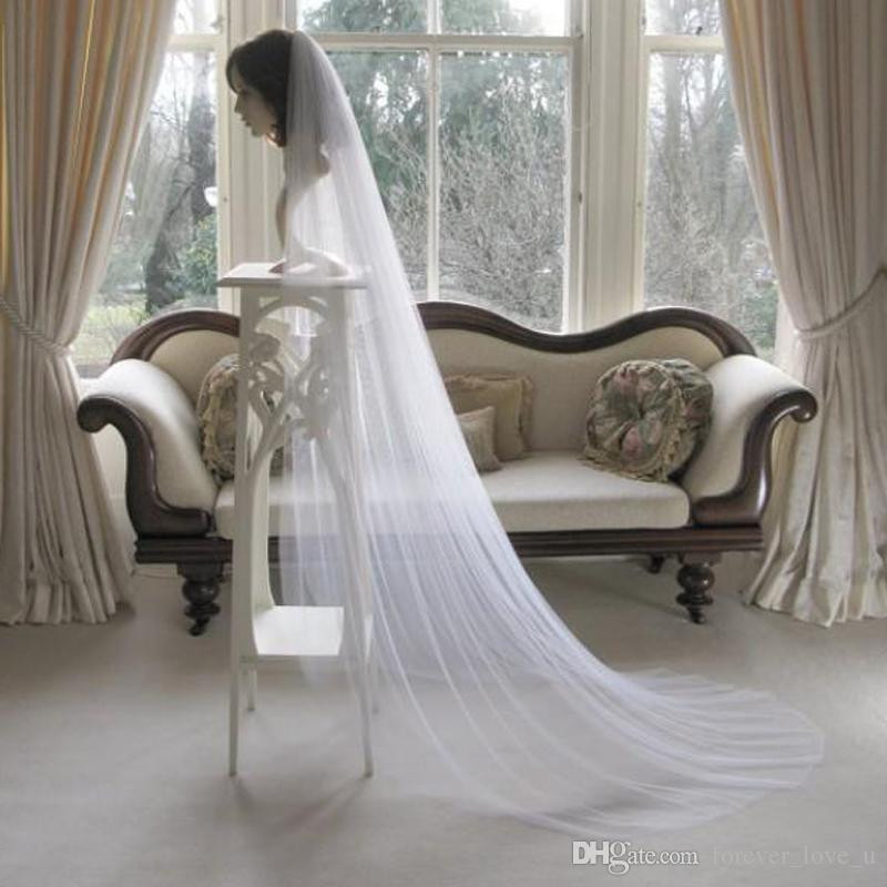 Used Wedding Veils
 Simple Design White Veil Wedding Veils Chapel Length